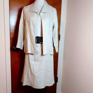 NWT FOR CYNTHIA BEIGE LINEN SIZE P/M 2pc SKIRT & JACKET SUIT